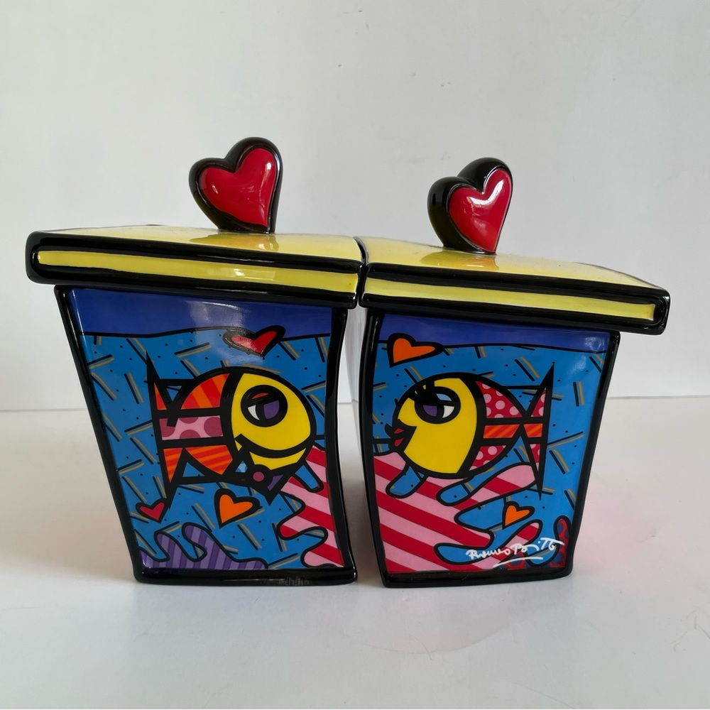 Romero Brito Deeply in Love Ceramic Canisters With Lids